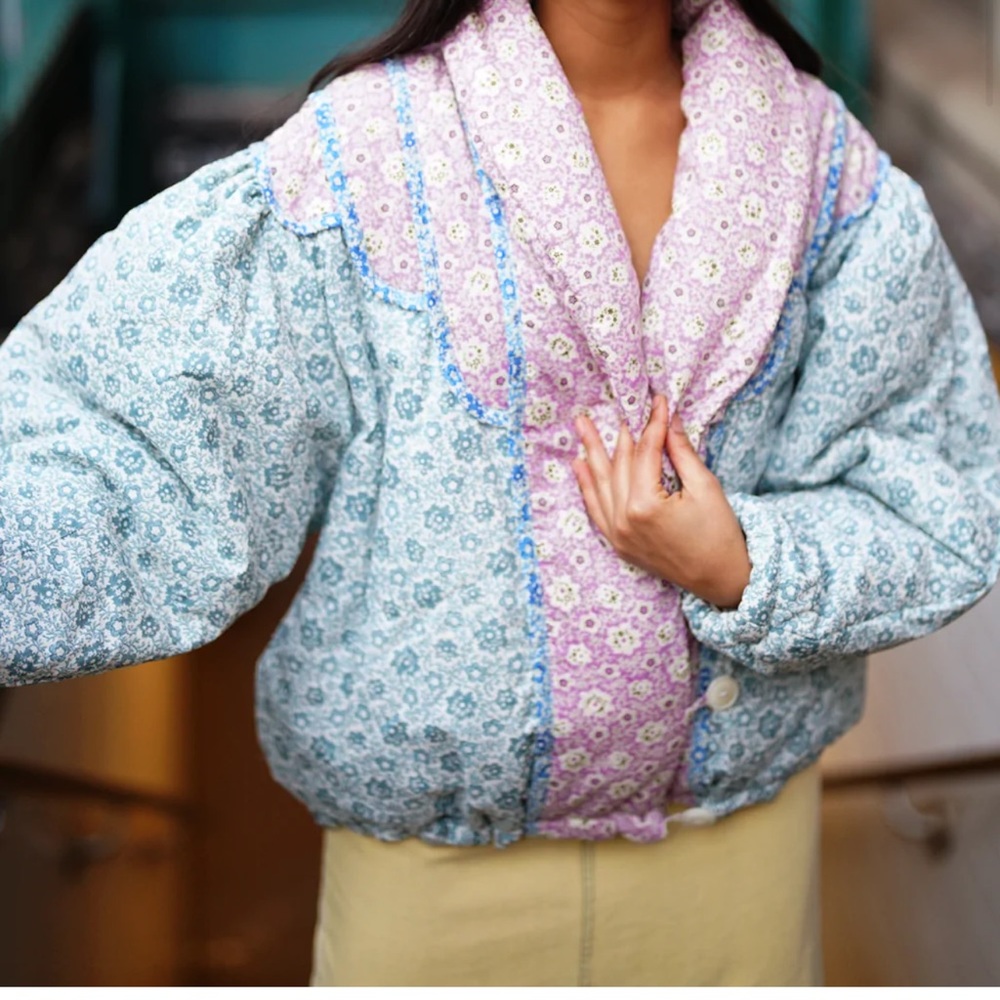 Sea Multicolor Floral Puffer Jacket